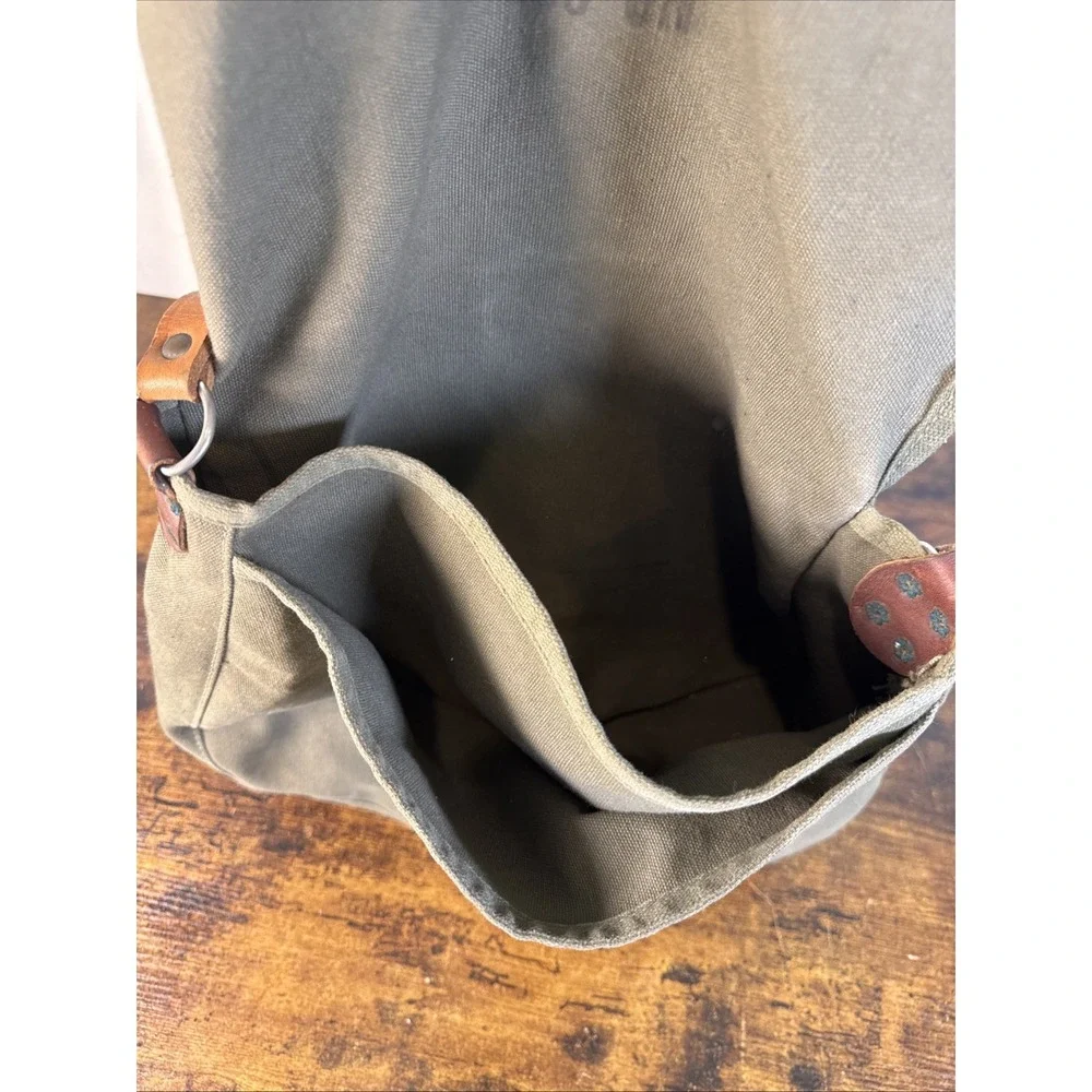 Gokey No. 300 Canvas & Bridle Leather Satchel – USA‑Made – Vintage Army Green